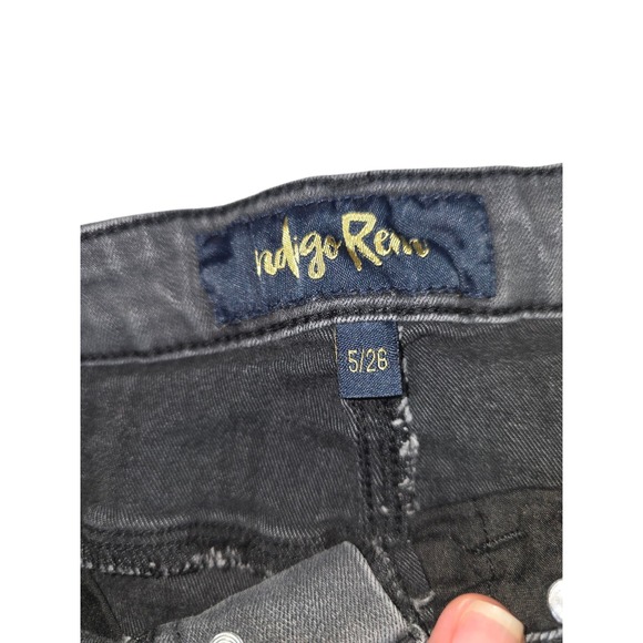 Indigo Rein Repreve Womens Jean Shorts‎ Size 5 Black Cut Off Stretch Button Fly - Picture 3 of 8